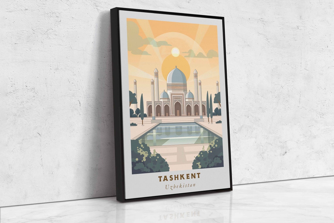 Tashkent Uzbekistan Domed Mausoleum Golden Sunrise Reflection Poster - Image 2