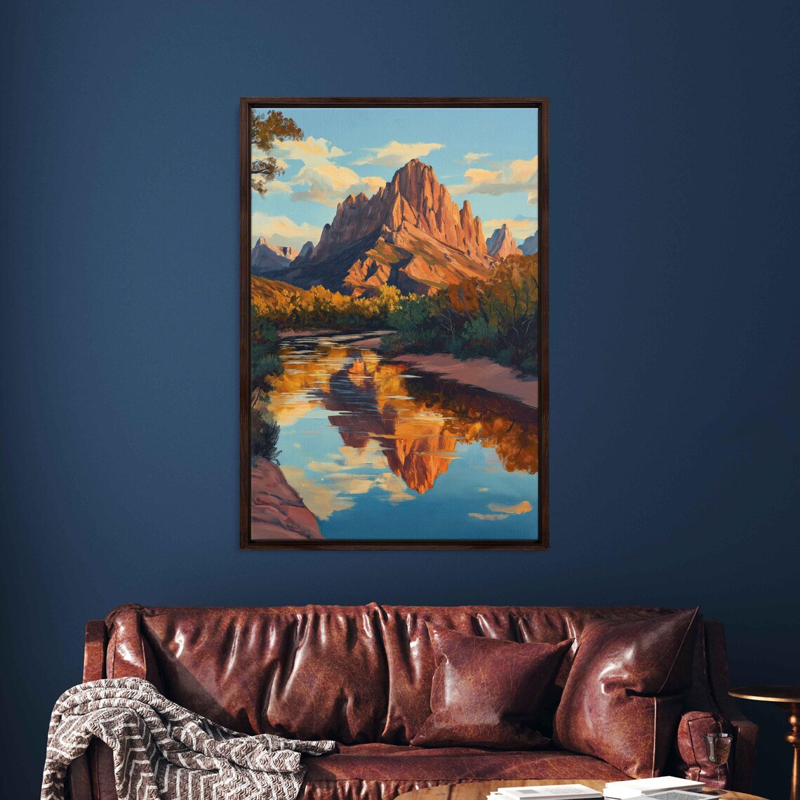 Watchman Peak Reflection, Golden Hour Landscape Art Print - Image 3