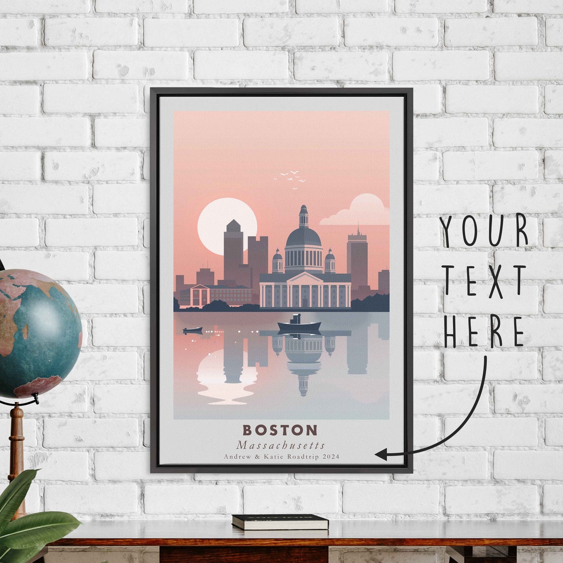 Boston Massachusetts Harbor Sunrise Domed Building Travel Poster - Image 3