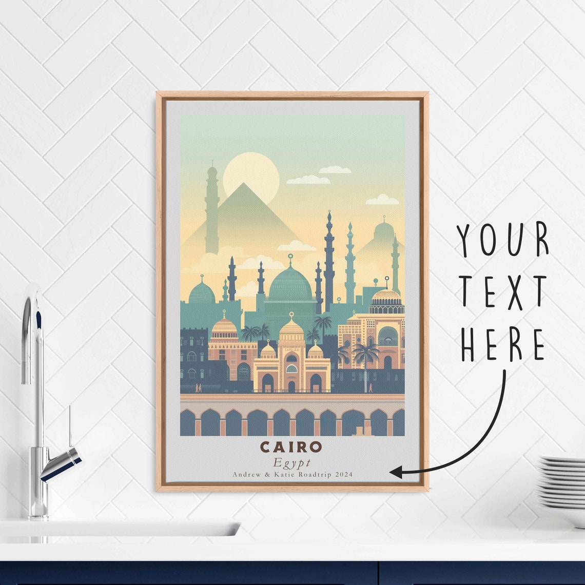 Cairo Egypt Pyramids Mosques Nile Sunset Minimalist Travel Poster - Image 3