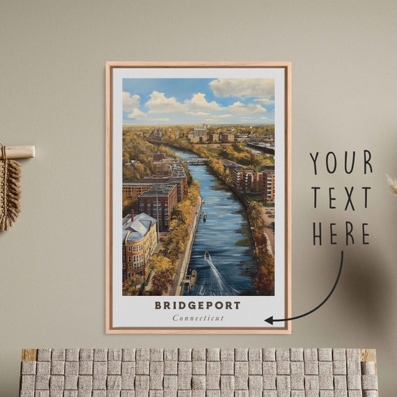 Bridgeport Connecticut Acrylic Painting Travel Art Framed Wall Art Framed Fine Art Poster Paper Print Travel Home Decor