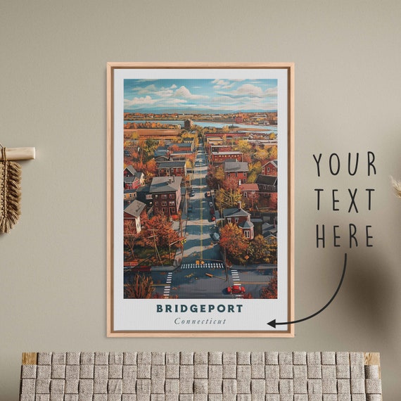 Bridgeport Connecticut Acrylic Painting Travel Art Framed Wall Art Framed Fine Art Poster Paper Print Travel Home Decor