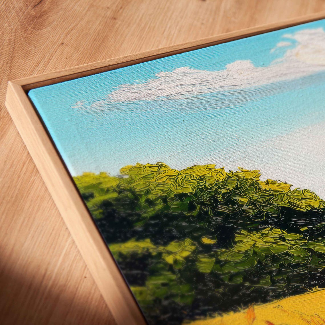 White Cottage With Red Roof In Golden Fields Panoramic Poster - Image 2