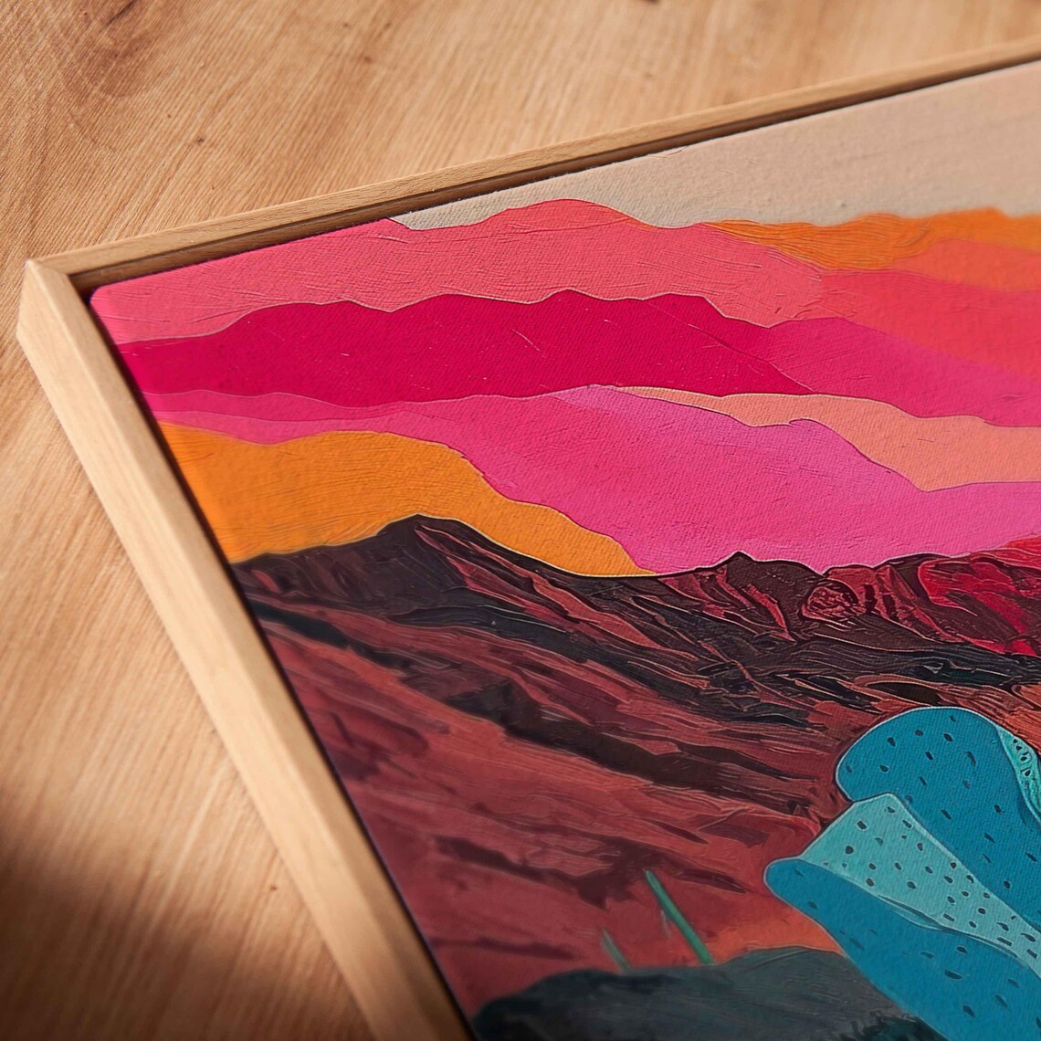 Colorful Desert Canyon Sunset Vibrant Cactus Landscape Art Poster - Image 2