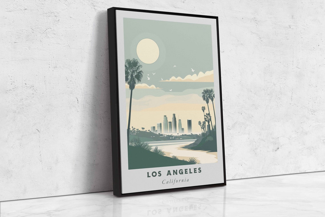 Los Angeles California Downtown Palms Skyline Minimalist Travel Poster - Image 2