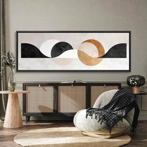 Abstract Sun And Moon Over Ocean Waves Minimalist Boho Art Print