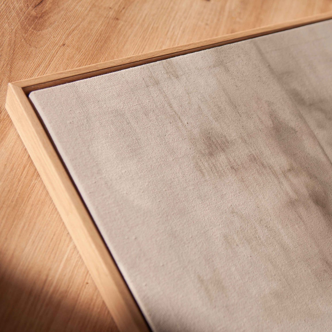 Muted Beige Gray Geometric Blocks Soft Abstract Painting Poster - Image 2