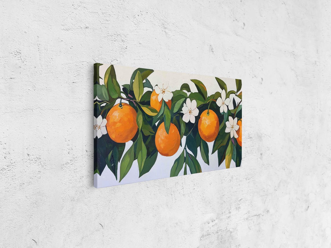 Ripe Oranges And Citrus Blossoms Botanical Painting Panoramic Print - Image 4