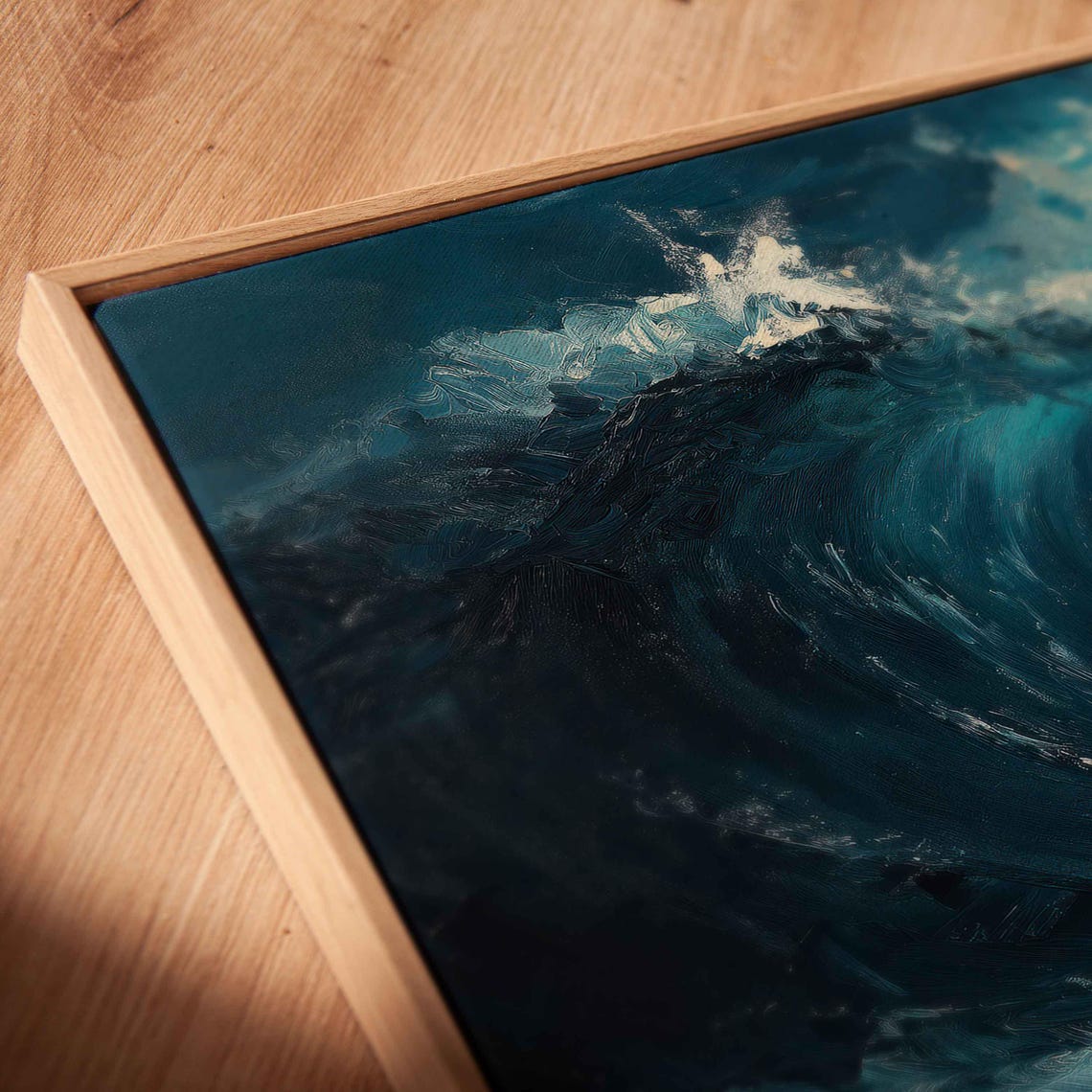 Surfer Catching Massive Wave Wall Art Print Tropical Island Gift For Surfer Blue Water Ready To Hang - Image 2