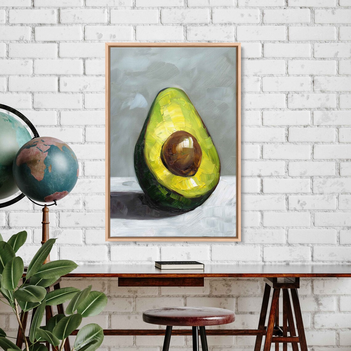 Acrylic Avocado Painting Wall Art Print Kitchen Decor Simple Green Vegetable Ready To Hang - Image 2