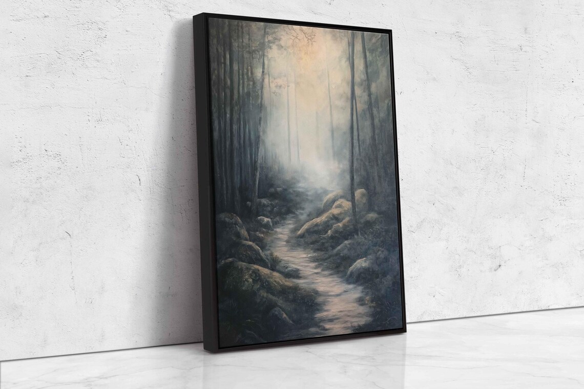 Misty Enchanted Forest Art Print, Serene Brook - Image 4