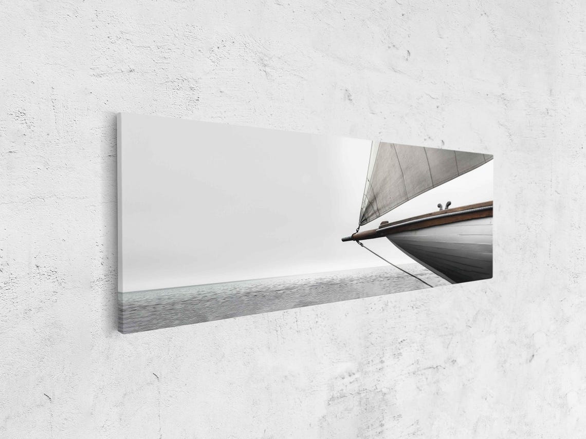Sailboat Bow And Sail Close-Up Monochrome Panoramic Photo Print - Image 4