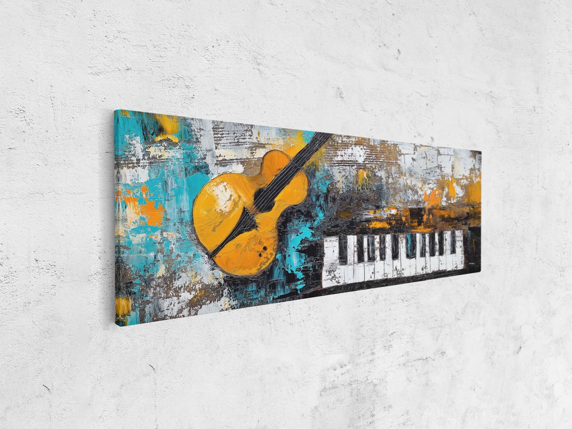 Abstract Music Oil Painting Wall Art Print Cultural Expression Layered Textures Bold Strokes - Image 4
