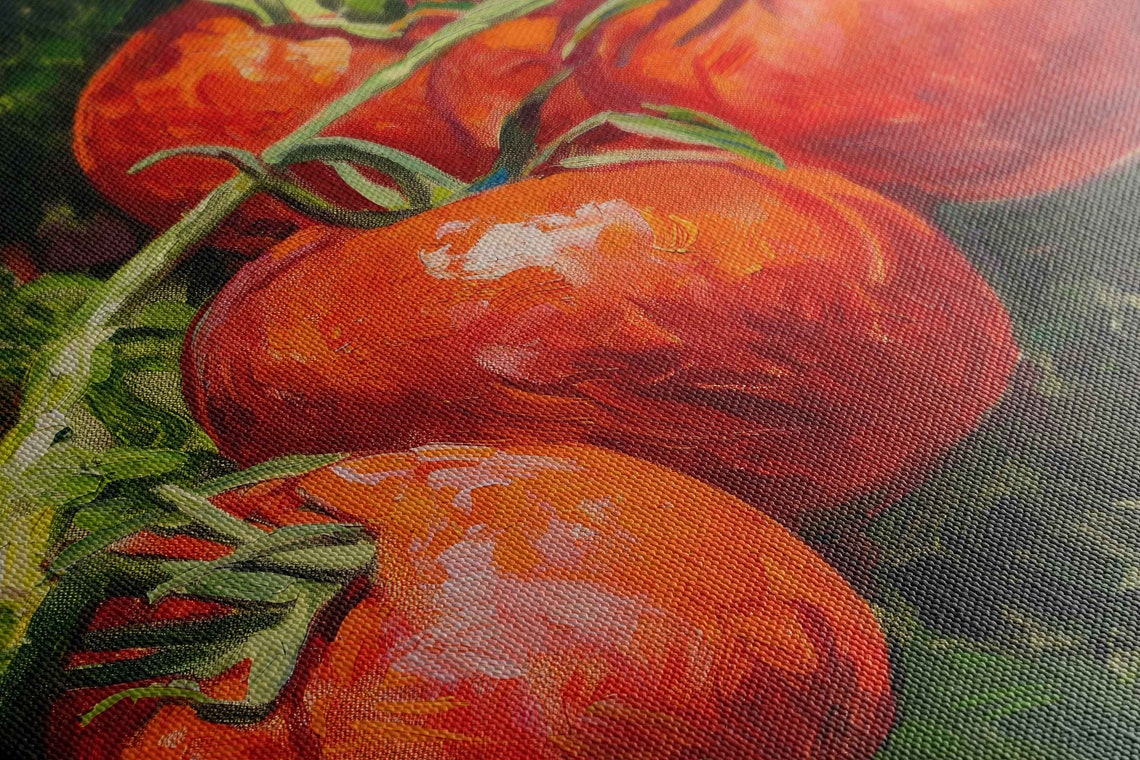 Ripe Red Tomatoes On The Vine Vibrant Farmhouse Kitchen Art Print - Image 2