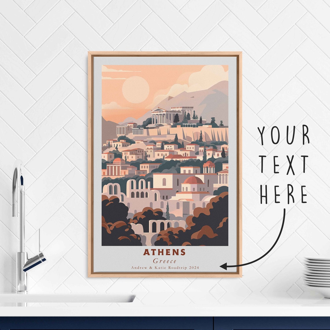 Athens Greece Acropolis Parthenon Sunset Old Town Travel Poster - Image 3