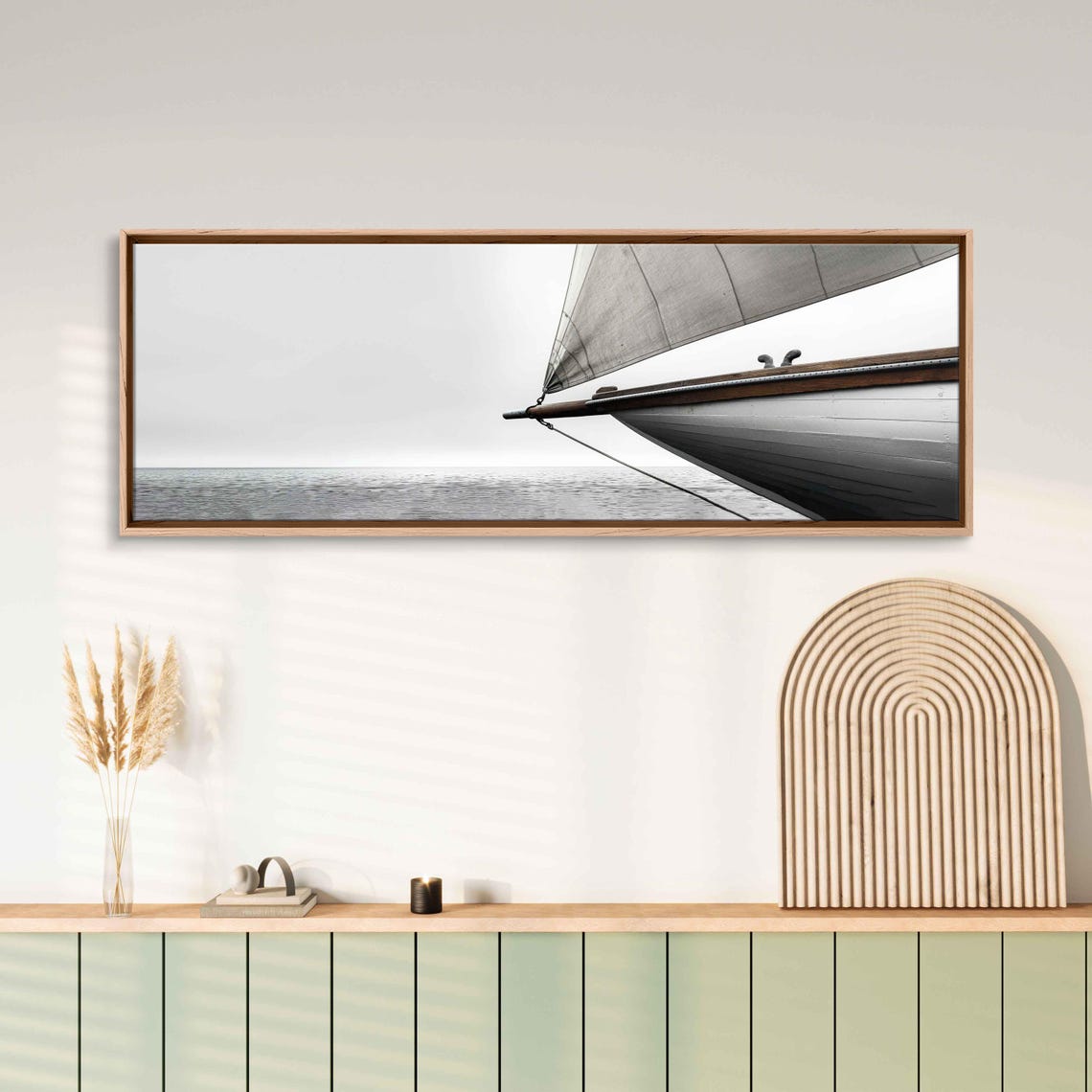 Sailboat Bow And Sail Close-Up Monochrome Panoramic Photo Print - Image 3