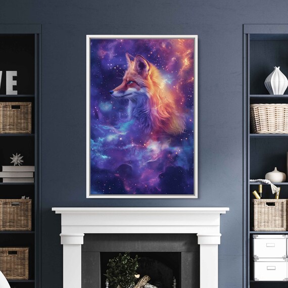 Celestial Wolf Starry Night Spirit Wolf Framed Print Ready To Hang
