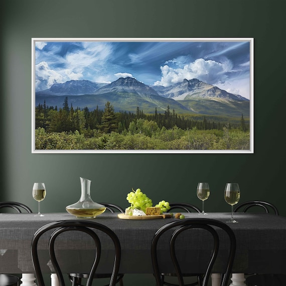 Icefields Parkway Canada National Park Arylic Wall Art Print Mountain Range Lush Forest Gift For Naturalist Ready To Hang