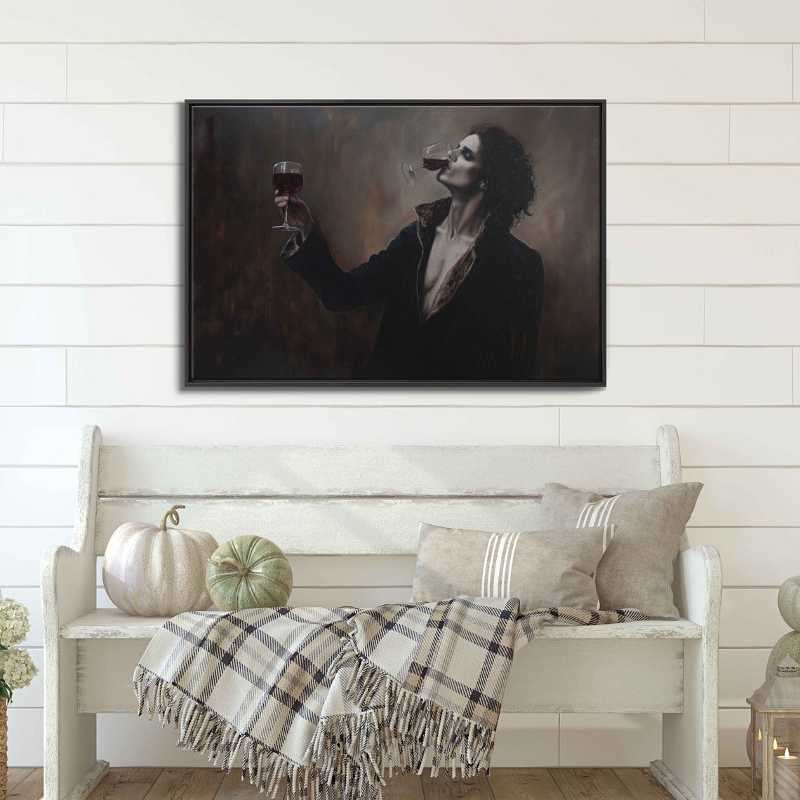 Vampire Sipping Red Wine Dark Gothic Portrait Spooky Halloween Print - Image 3