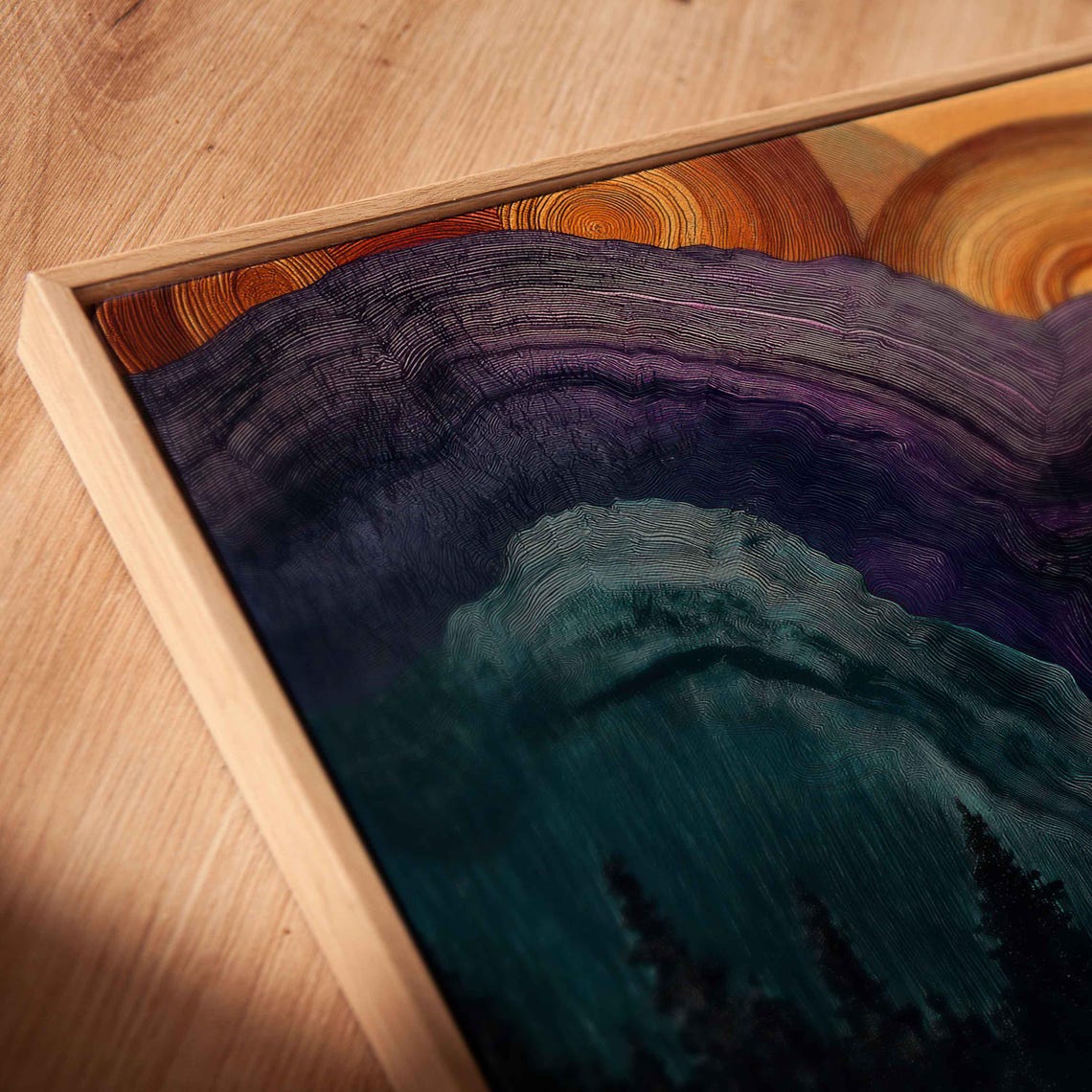 Tree Rings Gradient Layers Abstract Nature Landscape Art Poster - Image 2