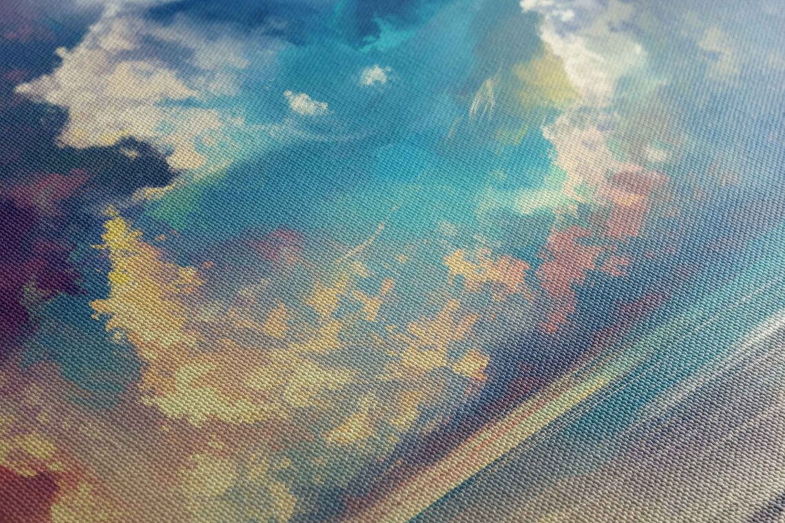 Colorful Pastel Clouds Calm Reflective Sea Sunset Glow Ocean Sky Wall Poster - Image 2