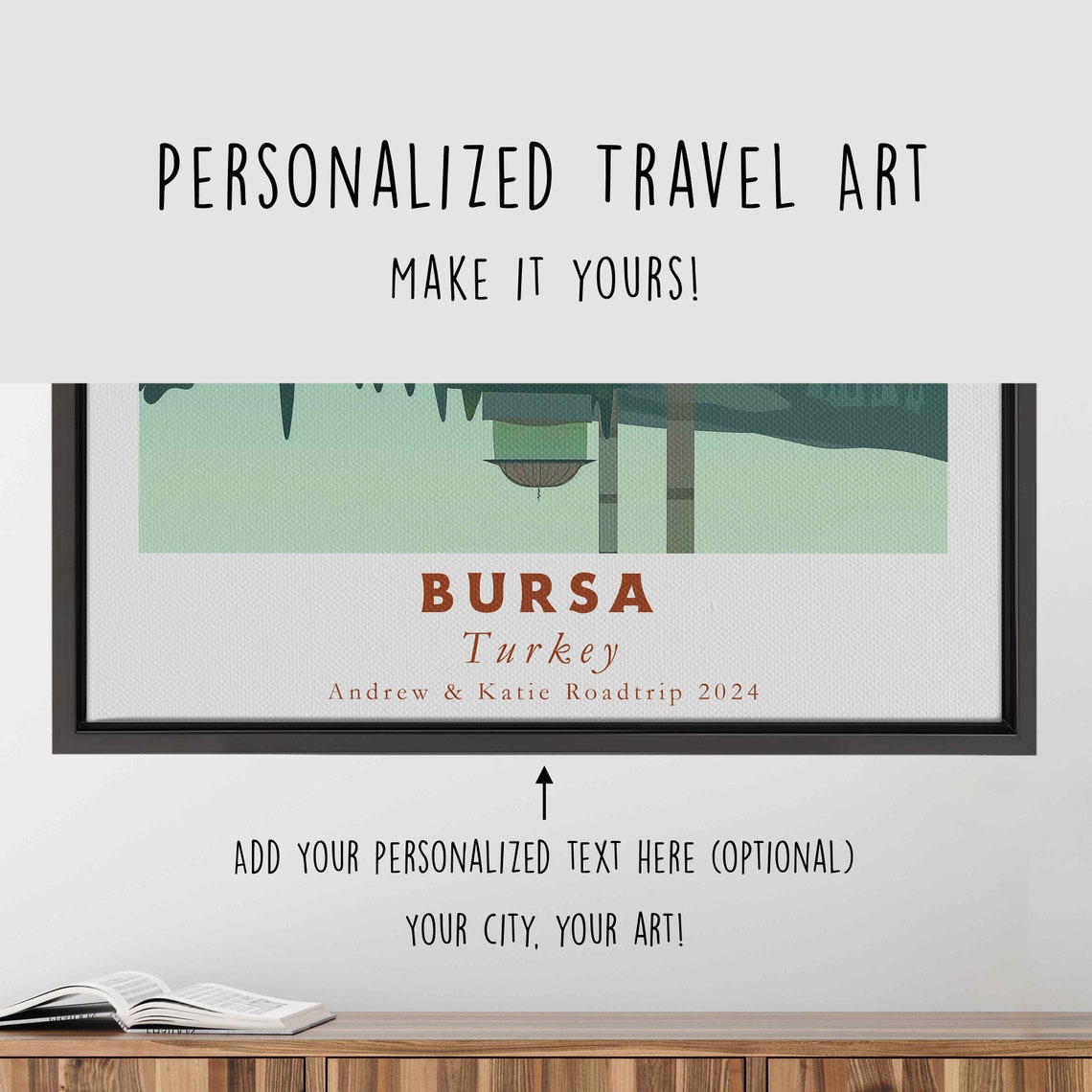 Bursa Turkey Mosque Minarets Water Reflection Moonlight Travel Poster - Image 4