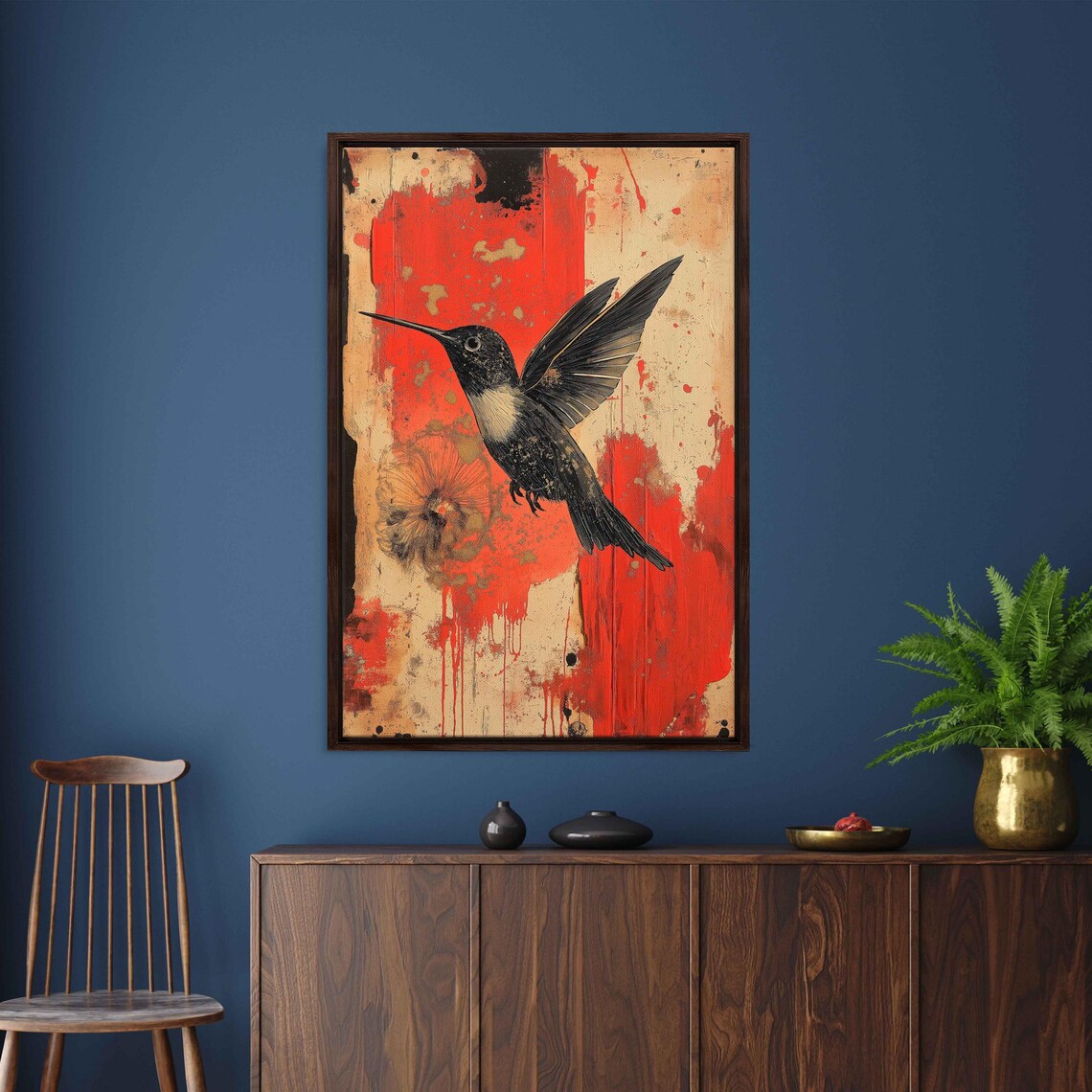 Surreal Hummingbird Magic, Whimsical Collage