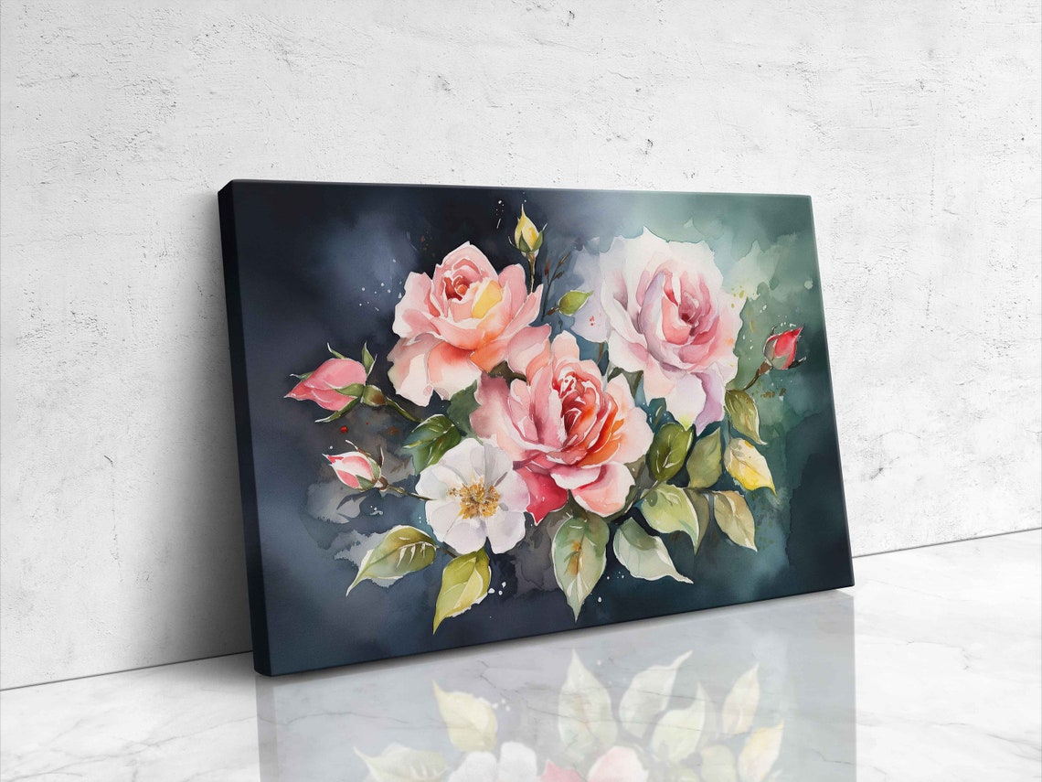 Roses Watercolor Painting On Print Ready To Hang Mothers Day Gift - Image 4
