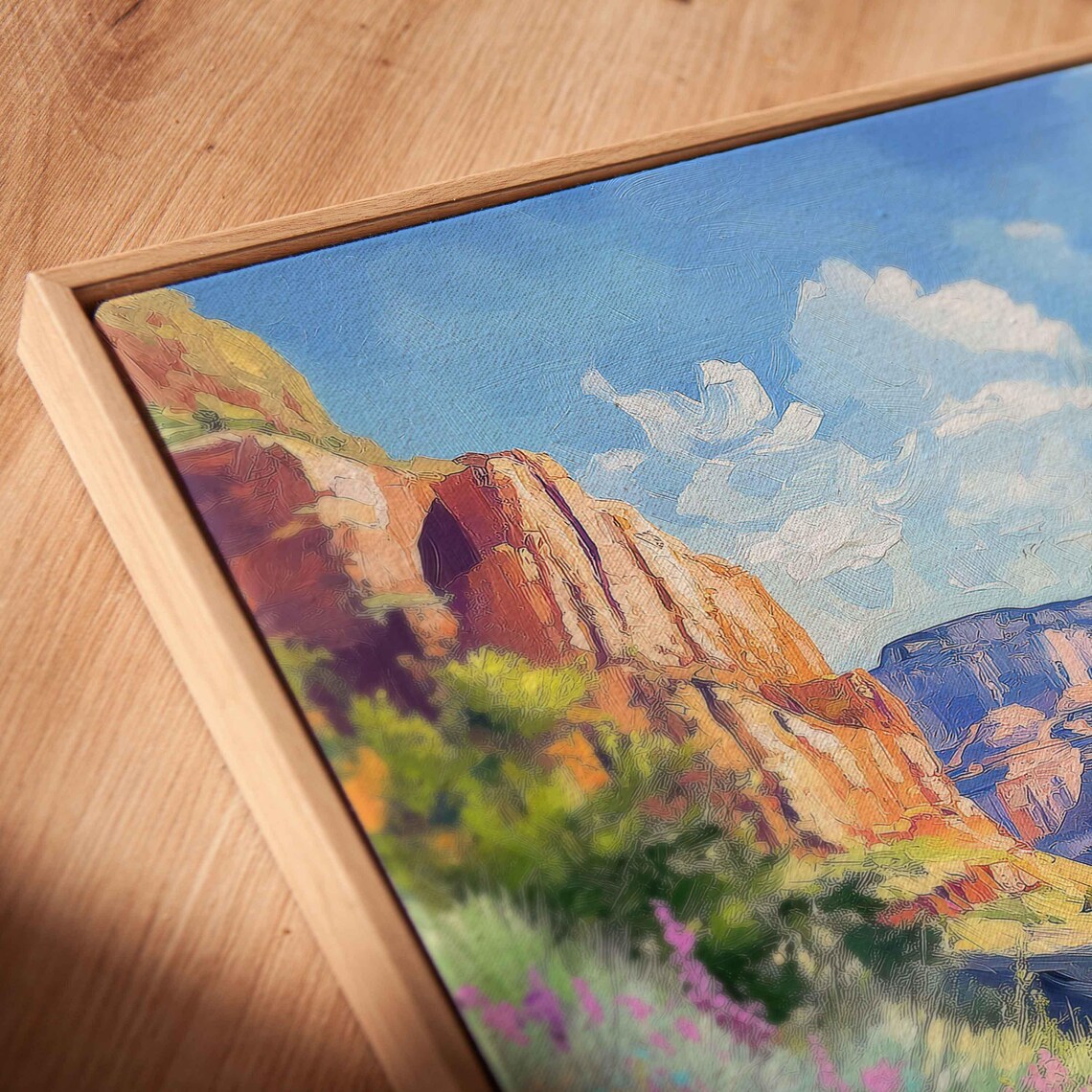 Red Rock Canyon Wildflowers Desert Bloom Sunlit Trail Landscape Poster - Image 2