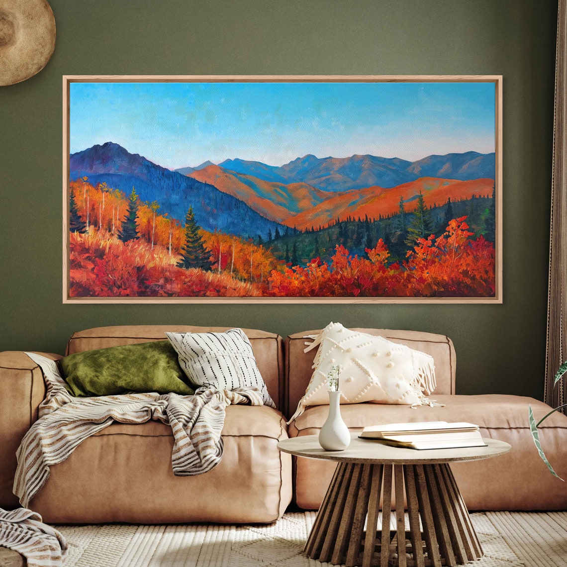 Autumn Mountain Range Fiery Foliage Peaks Blue Sky Nature Poster - Image 3