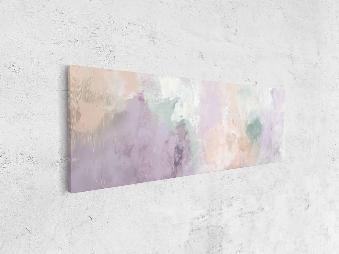 Lavender Blush Mint Brushstrokes Wide Pastel Abstract Painting Poster - Image 4