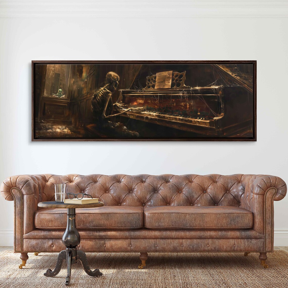 Skeleton Playing Dusty Piano, Halloween Art Print
