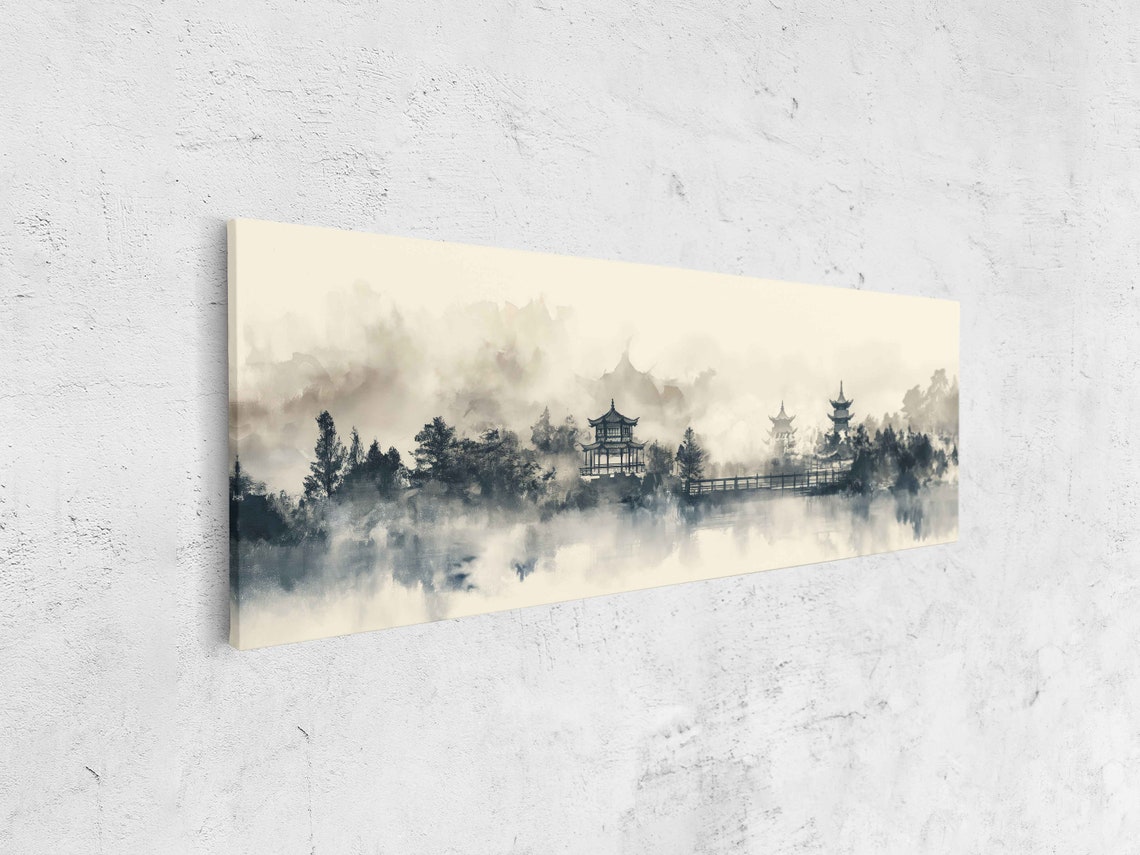 Traditional Asian Building Painting Framed Print Ready To Hang - Image 4