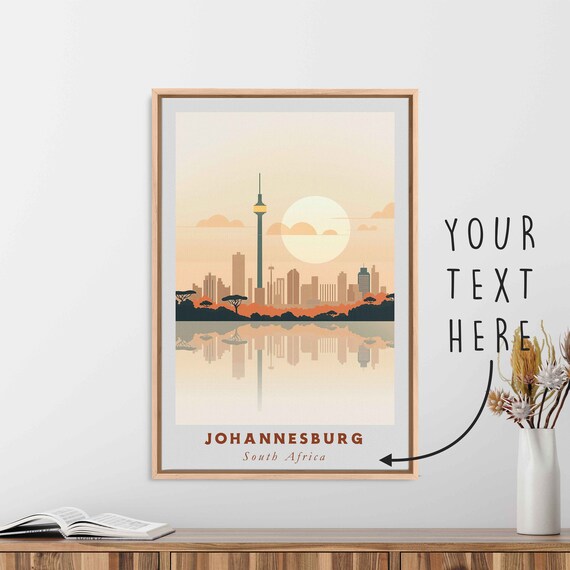 Johannesburg South Africa Acrylic Painting Travel Art Framed Wall Art Framed Fine Art Poster Paper Print Travel Home Decor