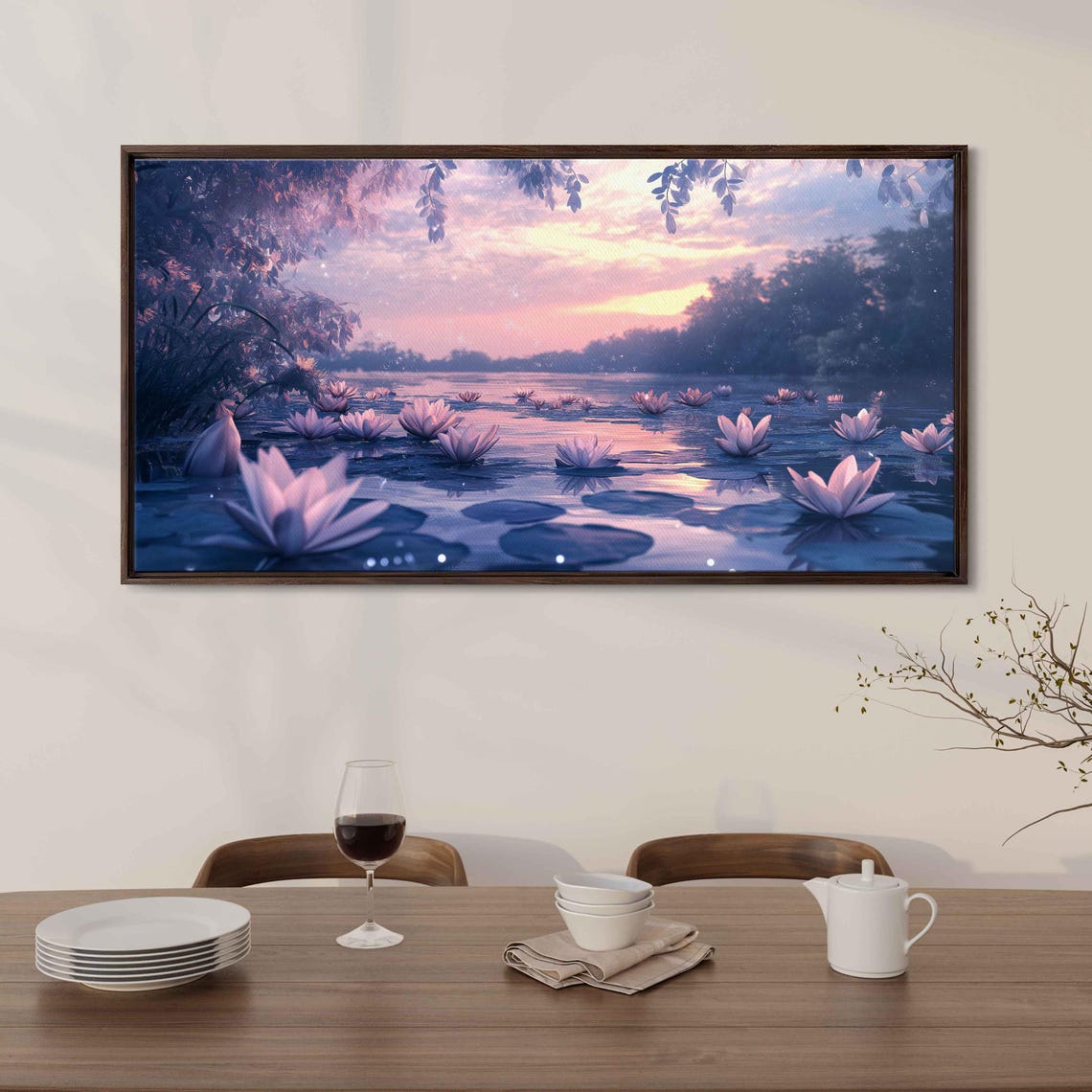 Floating Water Lilies Pastel Dawn Tranquil Lake Dreamy Art Poster