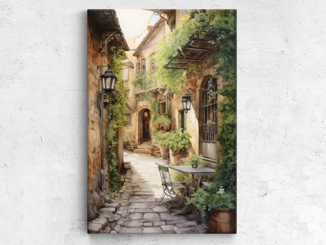 Italy Alleyway Acrylic Painting, Modern Art Print
