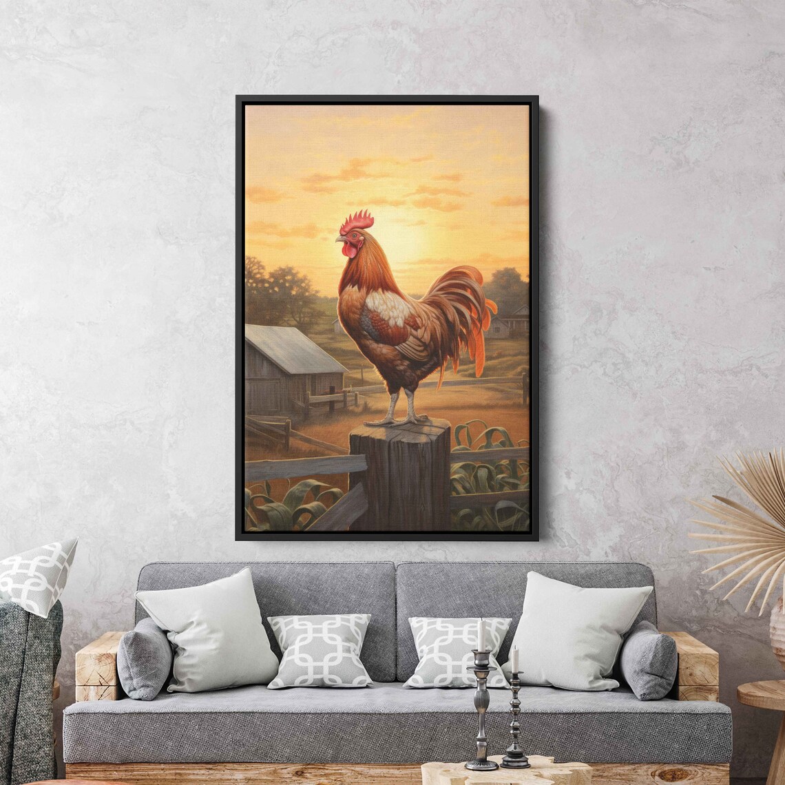 Rooster Painting Wall Art Print, Bird Wall Decor