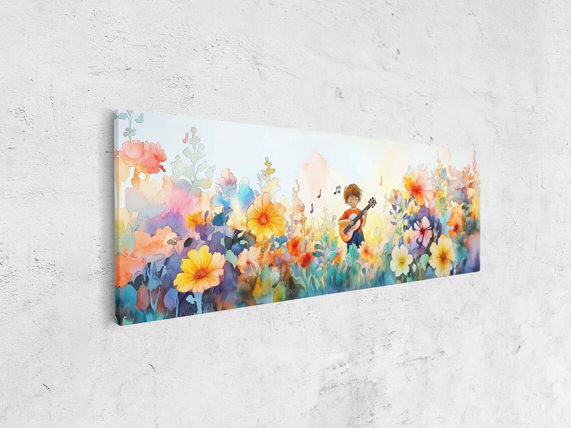 Child Playing Instrument, Dreamlike Garden Art Print - Image 4