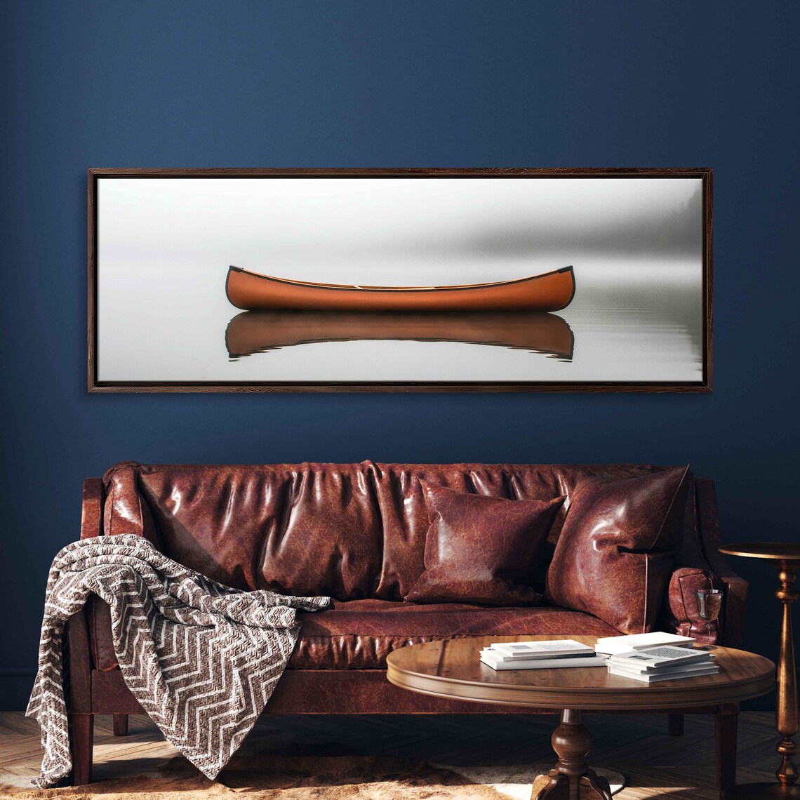Lone Orange Canoe In Thick Fog Minimalist Lake Photography Art Print