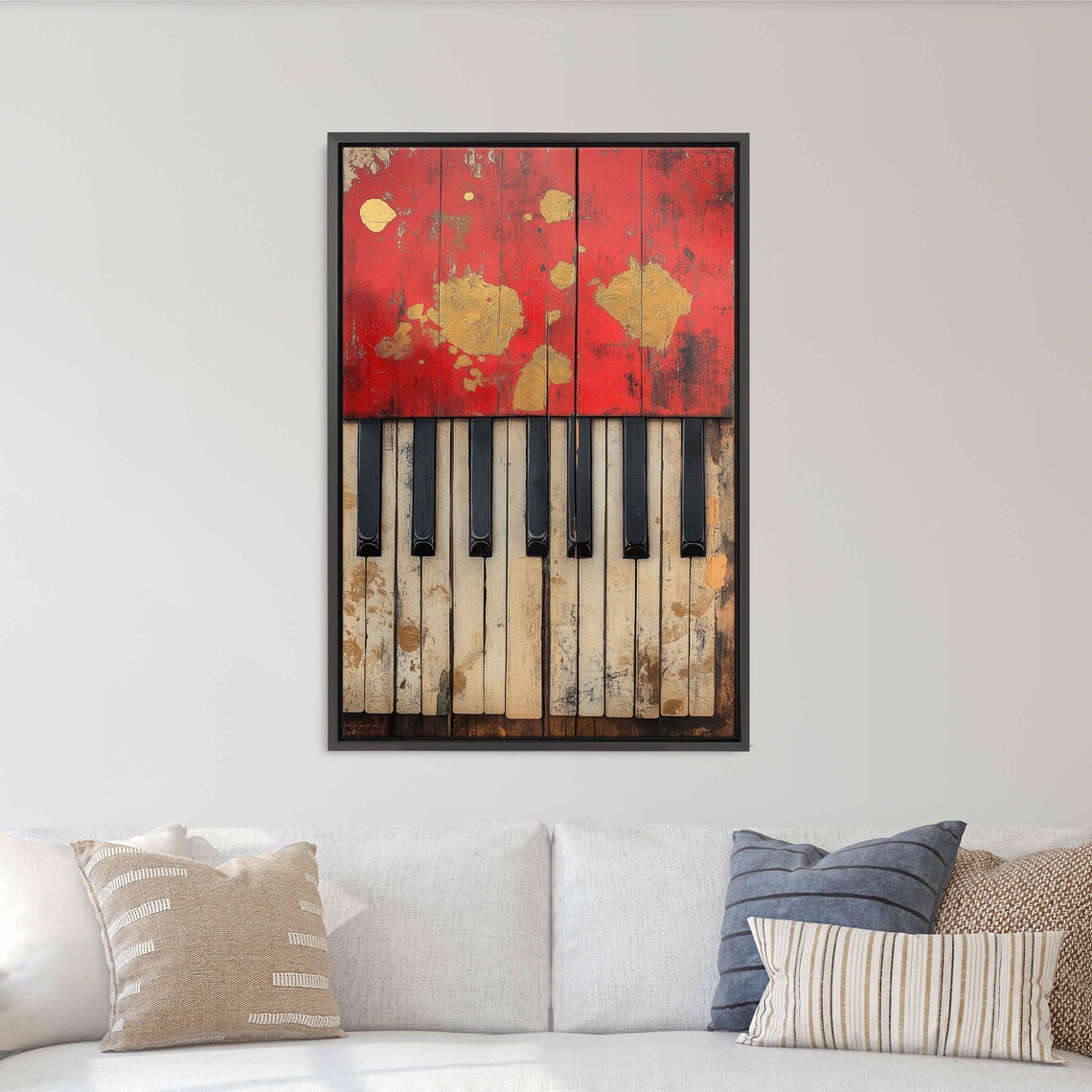 Surreal Piano Keys Collage, Whimsical Expressive Art Print