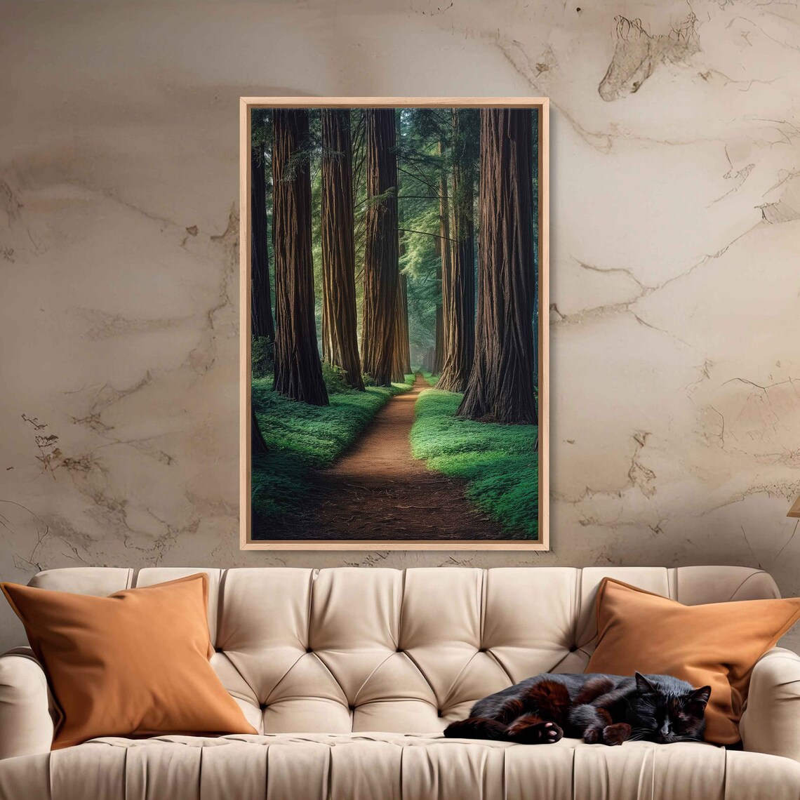Redwood Forest Path Wall Art Print Gift For Nature Lover Wooded Walkway Serene Outdoors Ready To Hang - Image 3