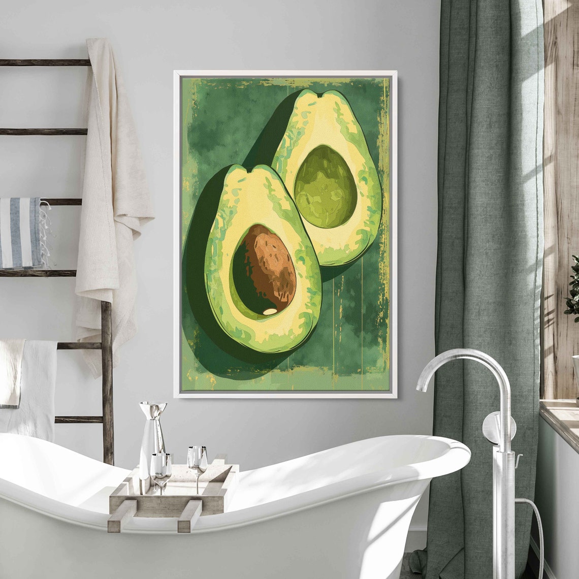 Sliced Avocado Halves Pop Art Green Kitchen Decor Vintage Style Poster - Image 3