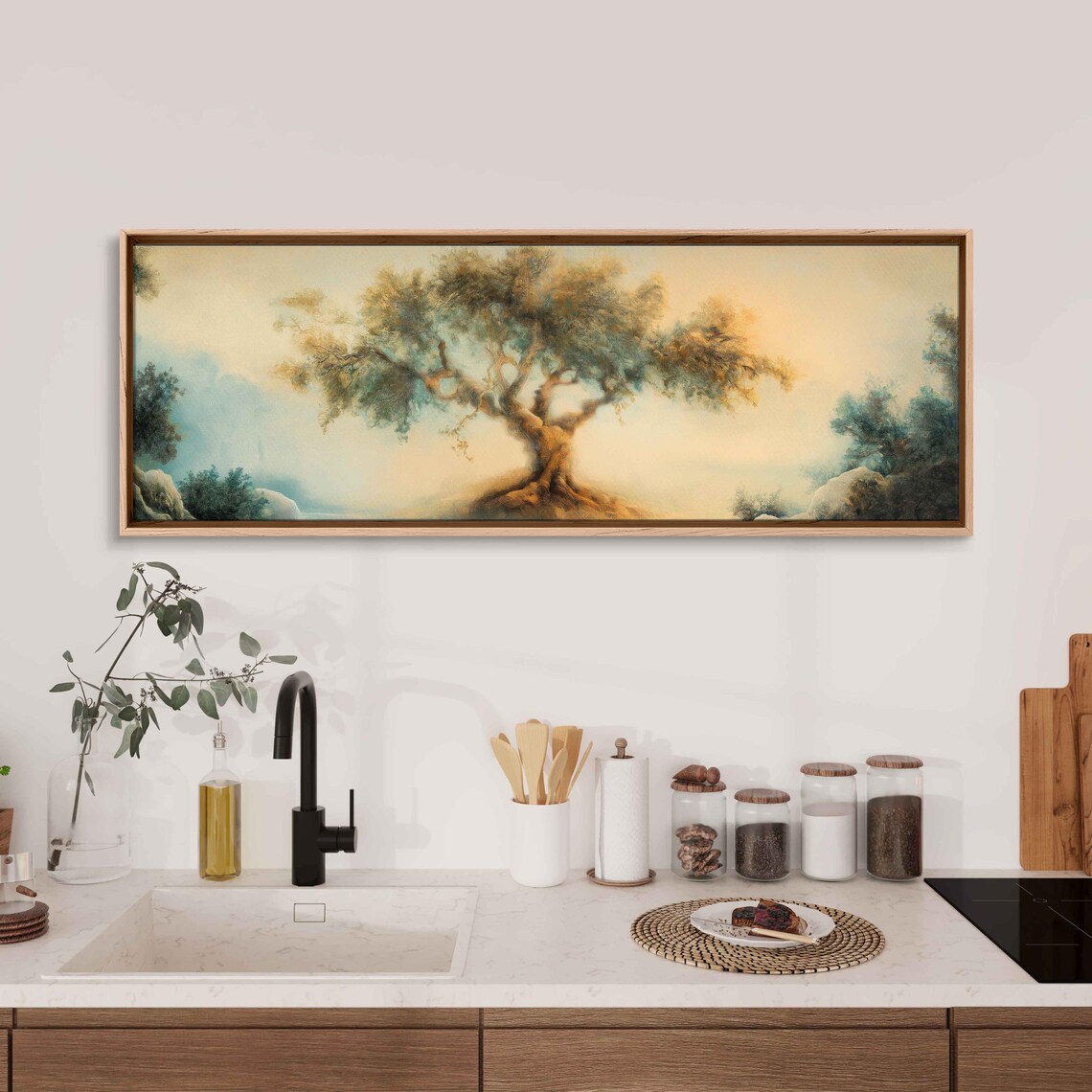 Golden Tree Of Life Misty Pastel Earthy Panoramic Nature Art Poster - Image 3