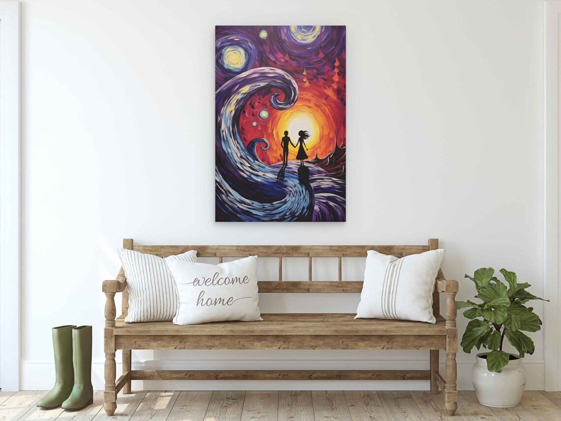 Halloween Palette Knife Painting, Holiday Decor Art Print - Image 2