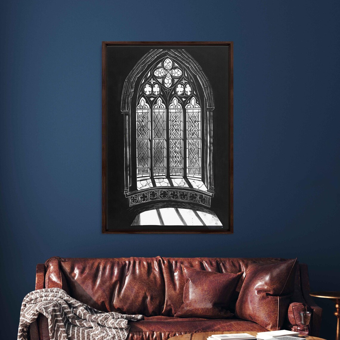Gothic Arched Window Leaded Glass Dark Tracery Ink Halloween Wall Poster - Image 3