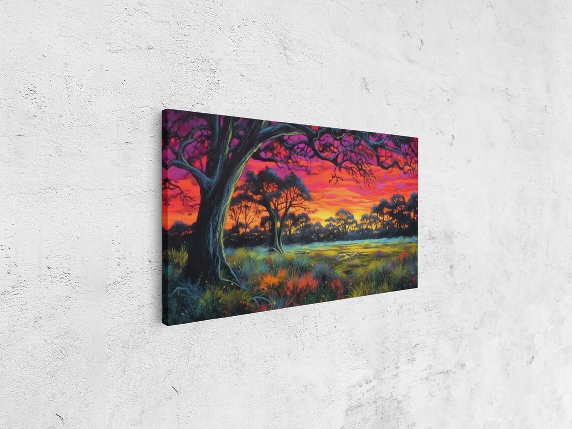 Neon African Plains Framed Print Ready To Hang - Image 4