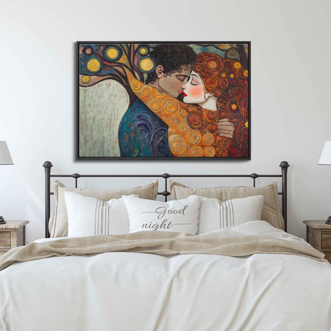 Intertwined Couple Embrace, Ornamental Patterns