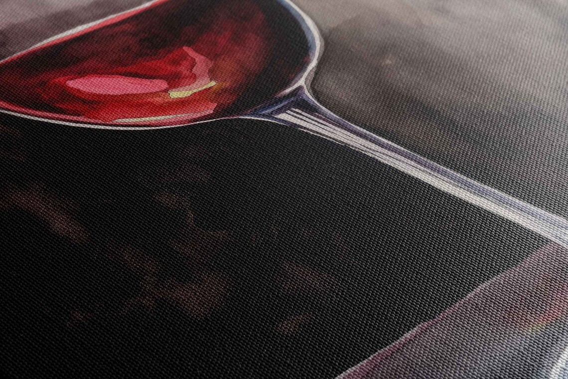 Elegant Red Wine Glass Watercolor Painting Dark Moody Background Art Poster - Image 2