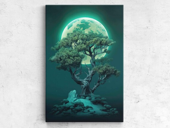 Tree Under The Moonlight Framed Print Cool Wall Art Bedroom Decor
