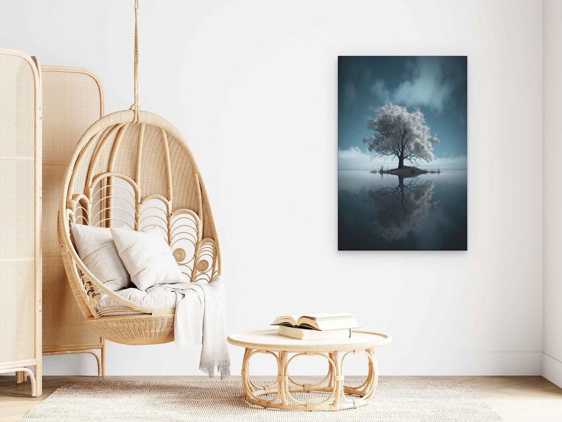 White Tree Water Reflection Art Print - Image 3